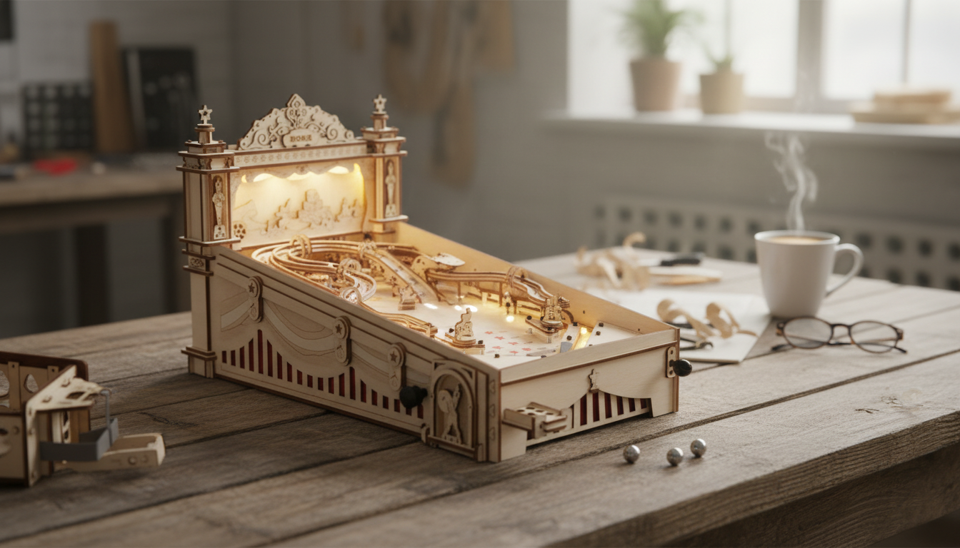 Build & Play 3D Wooden Pinball: Vintage Tabletop Fun