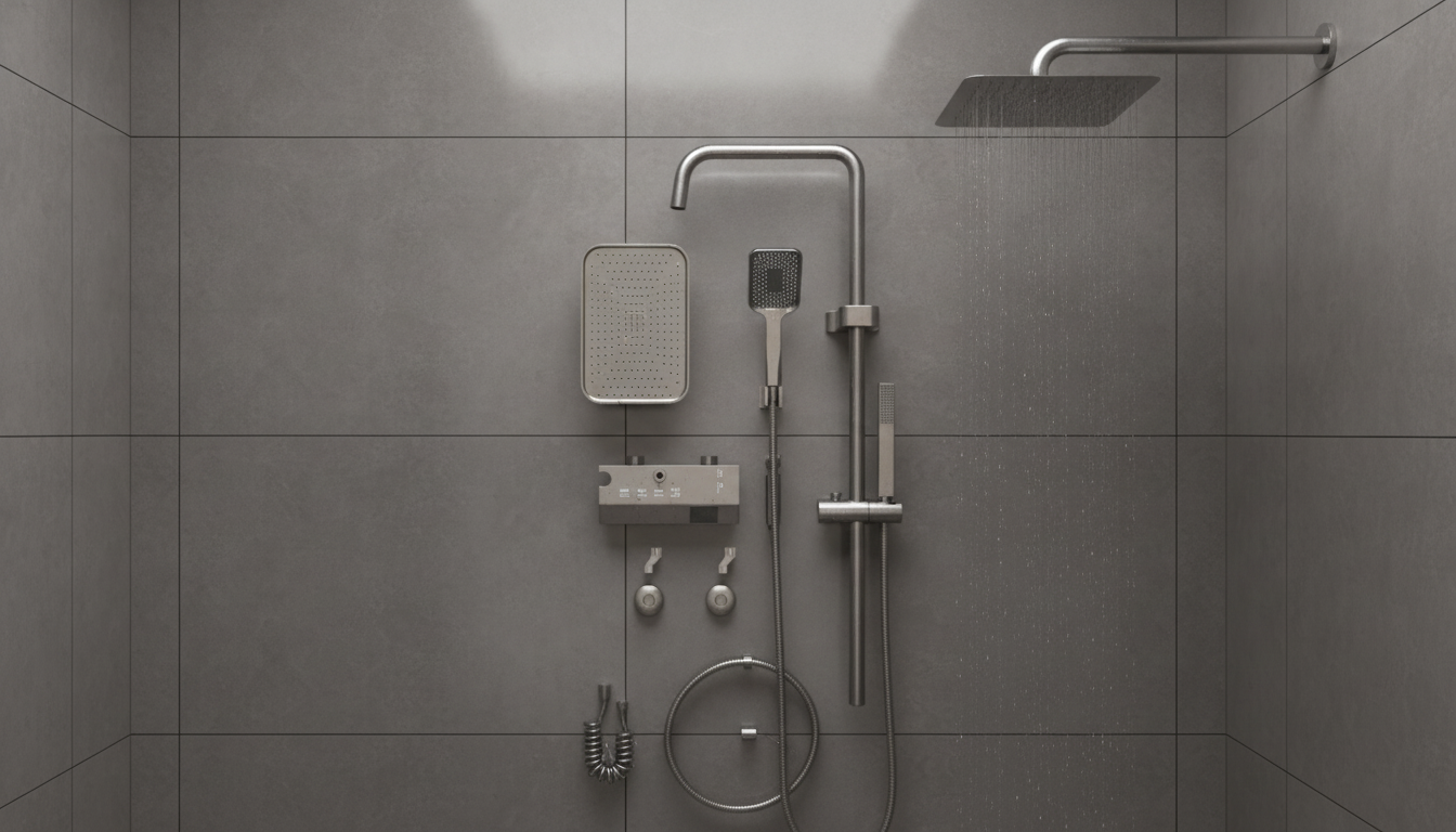 White & Black Digital Shower Set: 4-Mode Rain Faucet