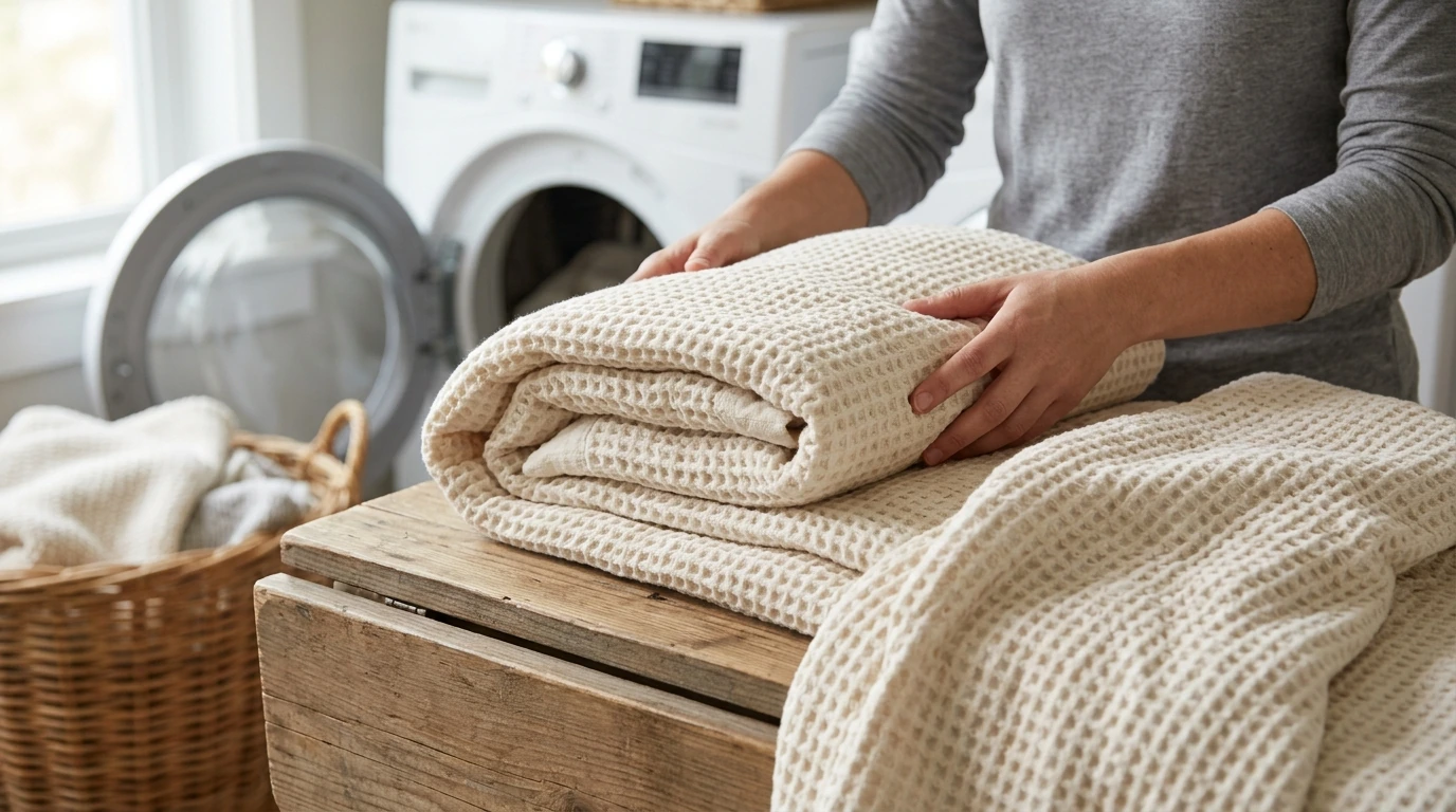 Cotton Waffle Blanket in the Dryer: Safe Drying Guide