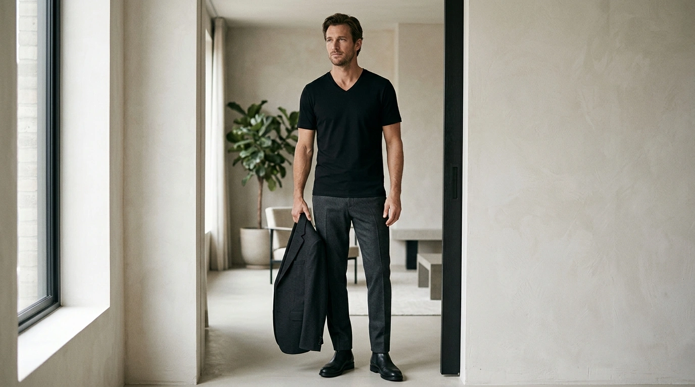 Dolce&Gabbana V-Neck Tee: Clean Monochrome Looks