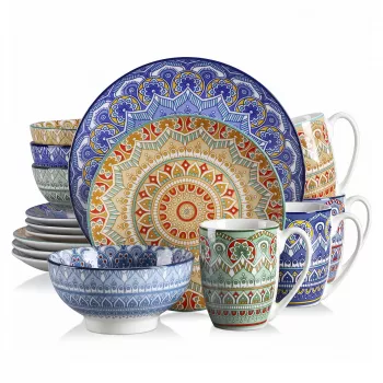Boho Mandala Porcelain Dinnerware Set for Everyday Tables
